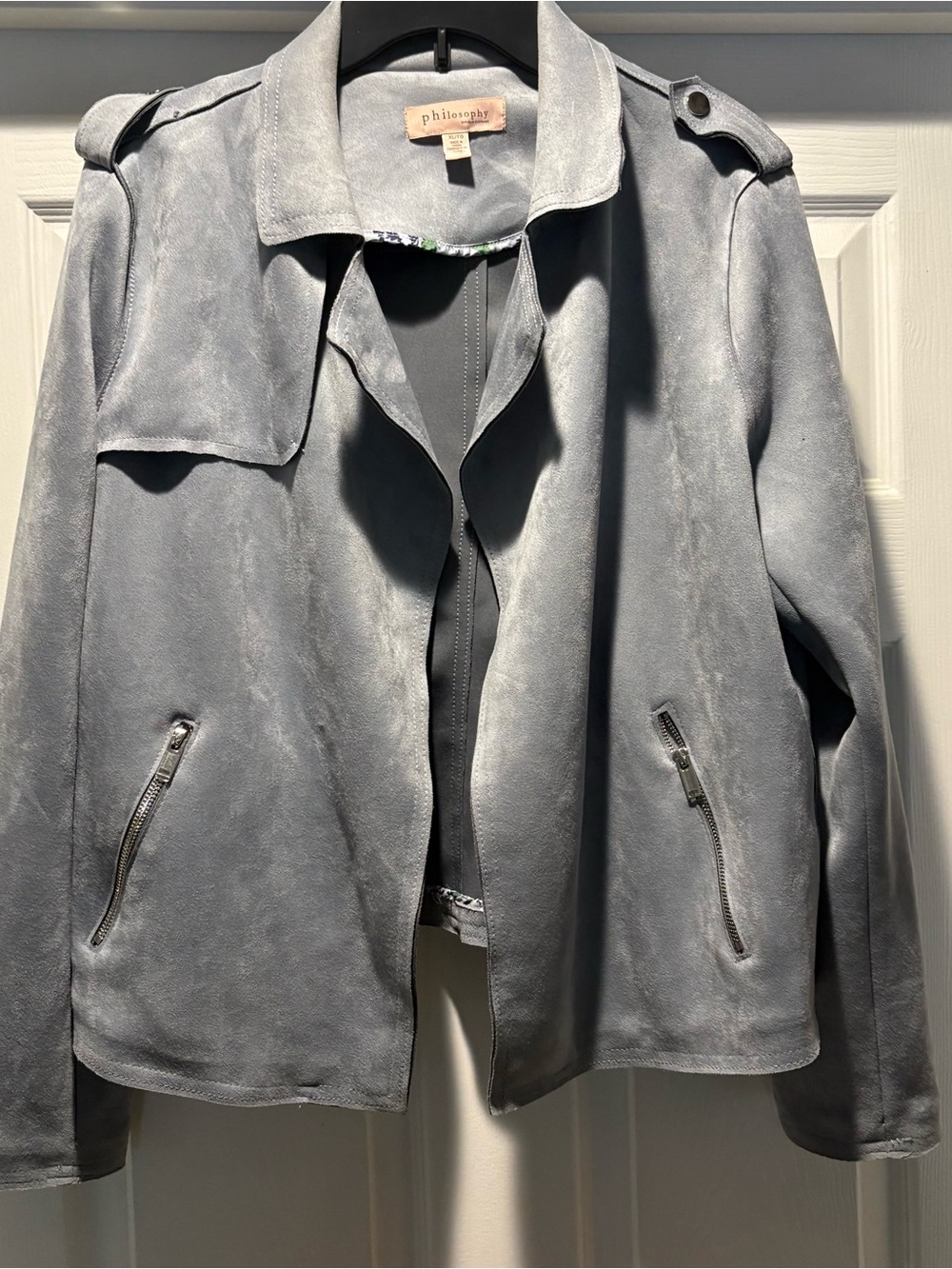 Philosophy soft light blue faux suede jacket S /XL